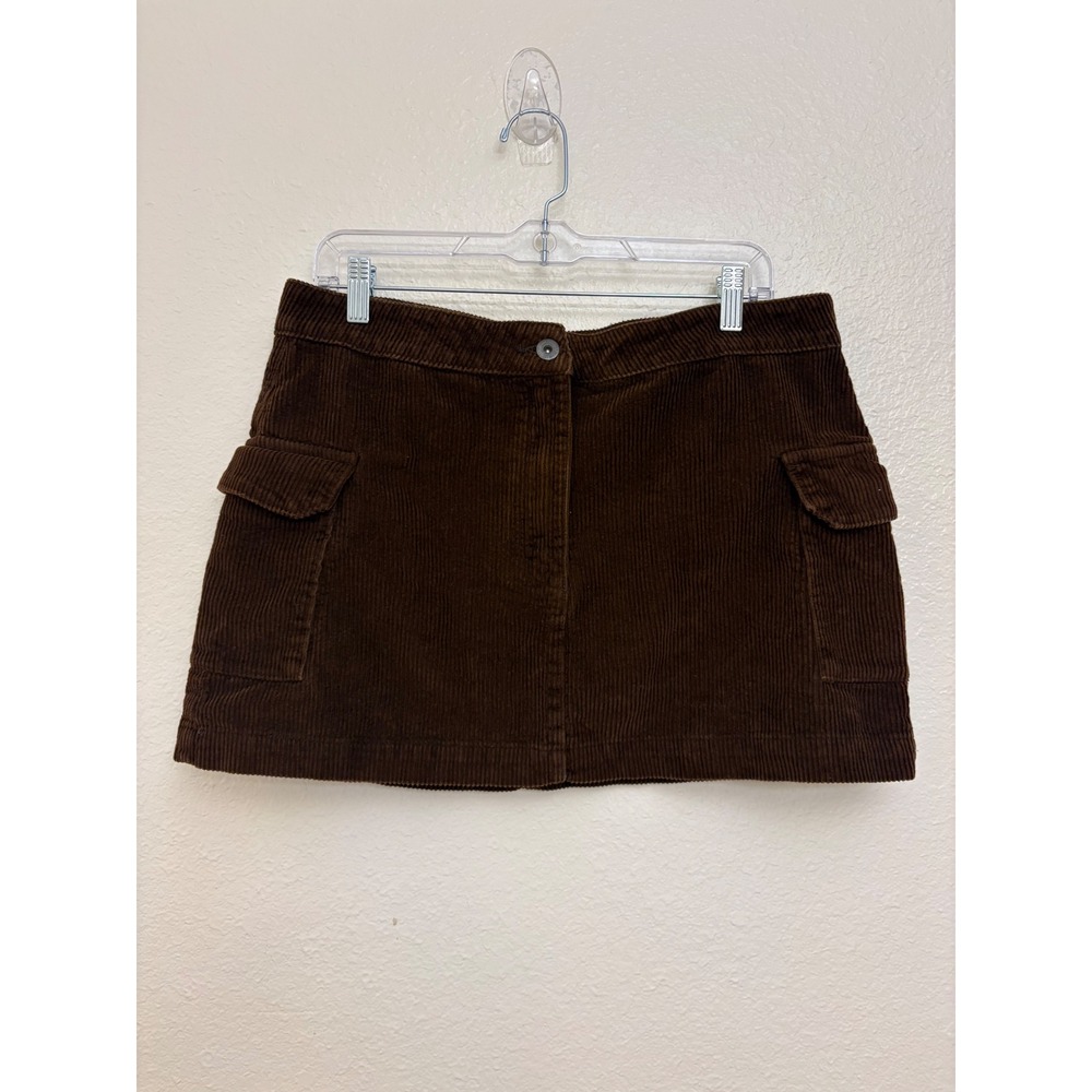 Cotton On Cord Utility Skirt Brown Corduroy Mini Cargo Pockets Womens Size 10 US